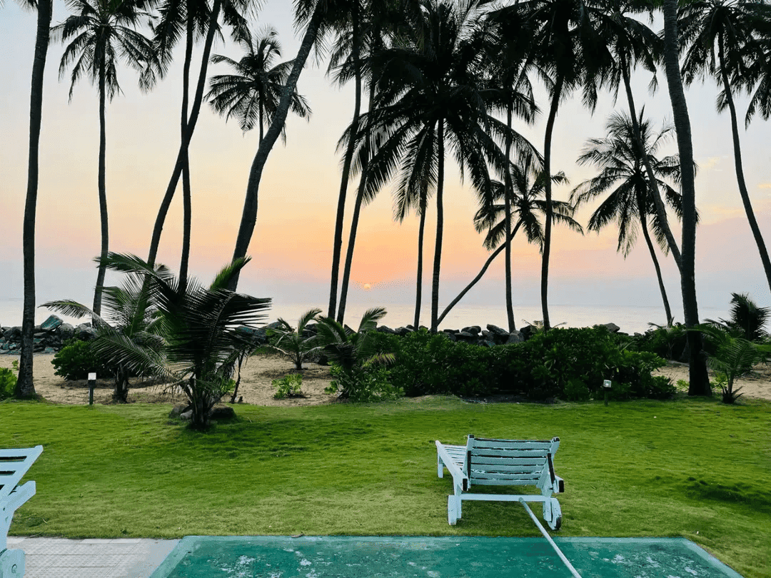 Evening view in pool